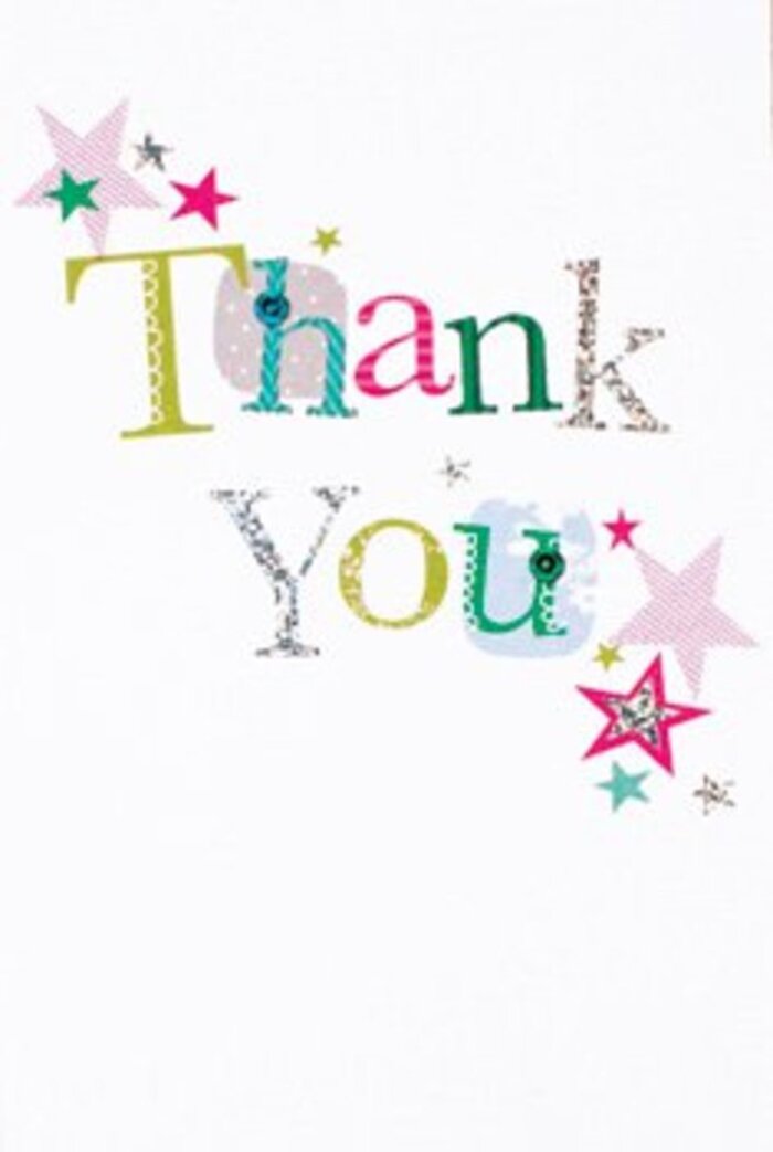 This thank you card radiates a balanced sophistication that perfectly captures the welcoming charm of Malden Rushett. Each letter is a little work of art-some whimsical with dots, others elegantly curved, every shape dressed in crisp, vibrant colour from rich turquoise to sun-bright yellows. Surrounding the greeting, clusters of sparkling stars-striped in pinks or shining in metallic silver-drift lightly as though blessing each word. The overall composition is open, airy, and contemporary, with every detail highlighted against a flawless white backdrop. The tactile, almost handcrafted feel hints at the dedication of Malden Rushett's local artists and florists, making the card as delightful to touch as to behold. Appropriate for any occasion, the sentiment is universally warm, a celebration of simple acts of kindness that echo across our community. Imagining this card set beside a bouquet from Malden Rushett Florist, you sense the blend of elegance and cheer that defines heartfelt gratitude throughout our part of Surrey.