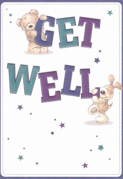 There's an instant sense of comfort and local charm woven into this get well card, so aligned with the values of Malden Rushett. The design features a sweet teddy bear clutching the top of a vibrant 'GET', while a floppy-eared, playful puppy nestles around the bold 'WELL'. Their loving expressions and rounded forms communicate healing, their soft fur almost tangible-like the touch of fresh flowers received from a caring neighbour. Starlike accents in varying shades of indigo and teal dance across the composition, hinting at the hopeful magic akin to early spring surprises near Rushett Woods. The crisp white background imparts a sense of clarity and hygiene, reflecting the rejuvenating spirit of morning walks along Malden Rushett's country paths. Each brushed-in detail displays the same compassionate intention that Malden Rushett Florist channels into bouquets crafted for recovery. The card's art and message work together to form a gentle, nurturing gesture, turning a simple sentiment into something just as restorative as a personal delivery of blooms to a beloved friend in the local village.